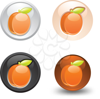 Apricot button, set, web 2.0 icons, design element