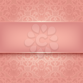 Background pink ornamental fabric texture. Can be used for invitations to any of your ceremony. Vector eps 10