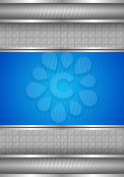 Background template, metallic texture, blue blank. Vector 10eps
