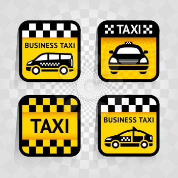 Taxi - set square stickers, vector illustration 10eps