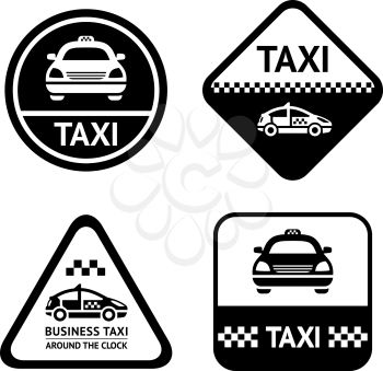 Taxi cab set black buttons, design element