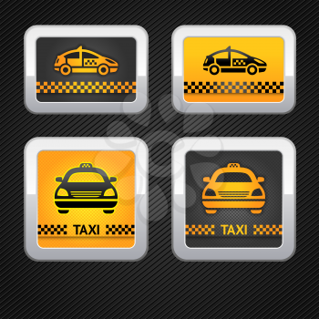 Taxi cab set buttons on corduroy background, vector 10eps