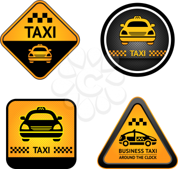 Taxi cab set symbols, street orange signs
