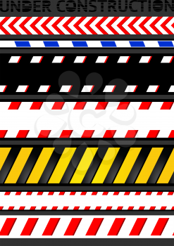 Caution tapes, seamless strip. Warning line, vector design
