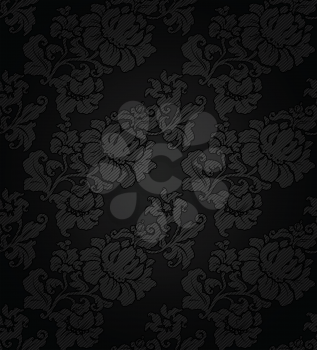 Corduroy dark  background, ornamental flowers texture fabric