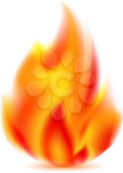 Fire, bright flame on light background. Vector illustration 10eps
