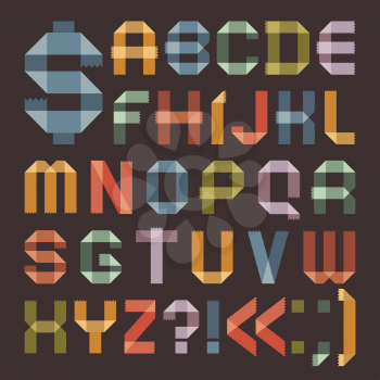 Font from colored scotch tape -  Roman alphabet