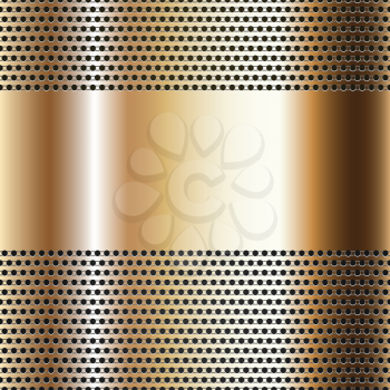 Golden background perforated sheet, vector background, 10eps
