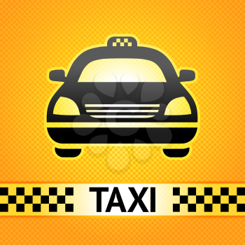 Taxi cab symbol on background pixel pattern