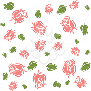 Wallpaper roses and leaves