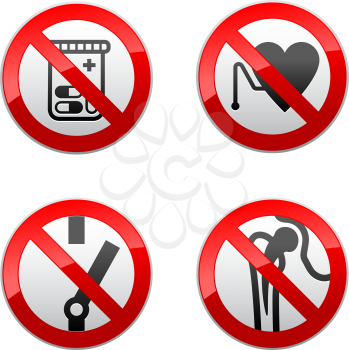 Set prohibited signs - medicine