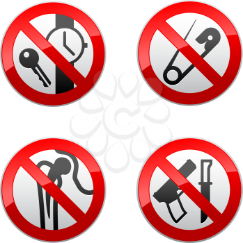 Set prohibited signs - metal detector