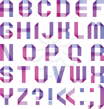 Spectral letters folded of paper ribbon-purple