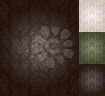 Seamless floral pattern - beige, green, black