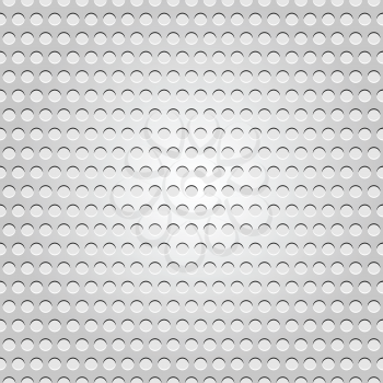 Seamless metal surface, light gray background perforated texture