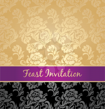 Seamless pattern, floral decorative background, lilac ribbon