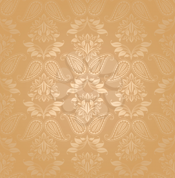 Seamless pattern, ornament floral, decorative background, gold