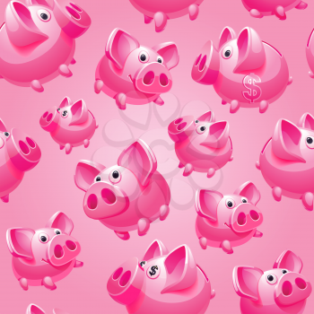 Bank on pink background, seamless, wrapping paper