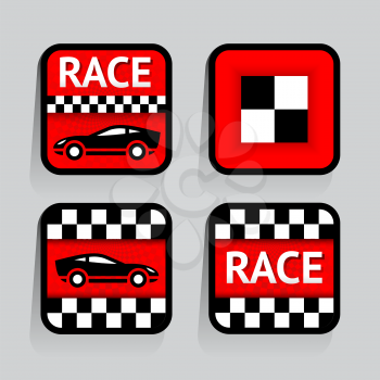 Race - set stickers square on the gray background