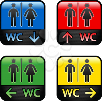 Restroom - colored stickers, vector illustration