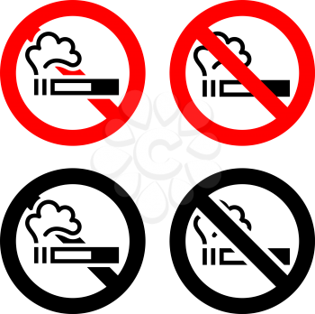 Smoking area set symbols, not allowed sign
