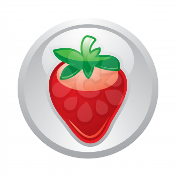 Gray button Strawberry, vector, design element