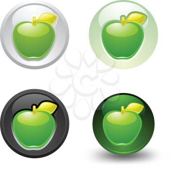 Green Apple button, set, web 2.0 icons, design element