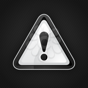 Hazard warning attention black sign on a metal surface, 10eps