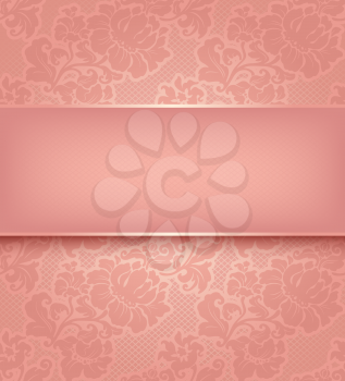 Lace background, ornamental pink flowers wallpaper. Vector eps 10