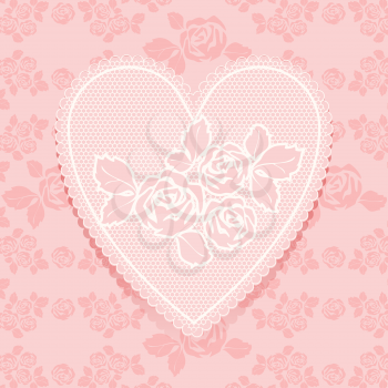 Lace pink in heart shape. Vector illustration 10eps