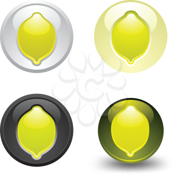 Lemon button, set, web 2.0 icons, design element