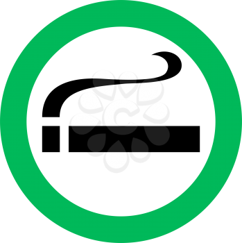 Smoking area, green sign on a white background