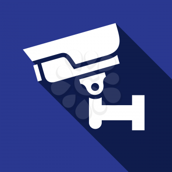 white surveillance camera on a blue square