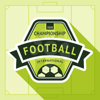 Football green badge, vector illustration 10 EPS, on a green background
