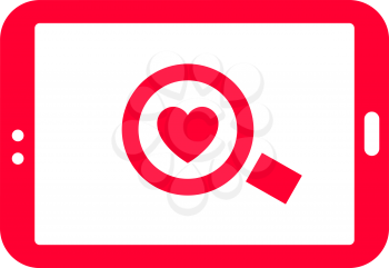 Love icon or Valentine's day sign designed for celebration. Red symbol isolated on white background, flat style.