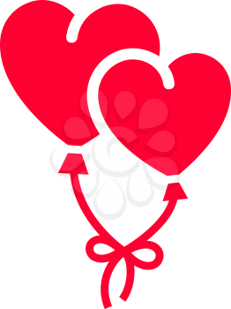 Love icon or Valentine's day sign designed for celebration. Red heart balloons isolated on white background, flat style.