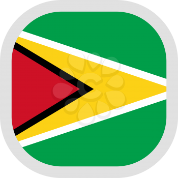 Flag of Guyana. Rounded square icon on white background, vector illustration.