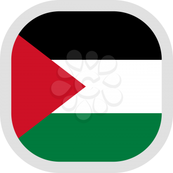 Flag of Palestine. Rounded square icon on white background, vector illustration.