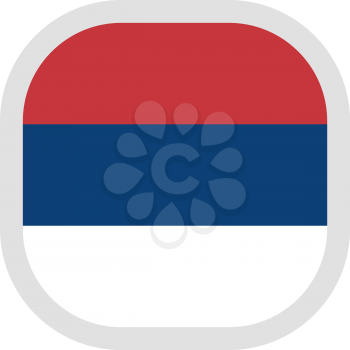 Flag of Republic of Serbia. Rounded square icon on white background, vector illustration.
