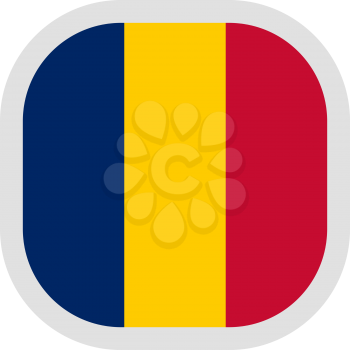 Flag of Republic of Chad. Rounded square icon on white background, vector illustration.