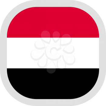 Flag of Yemen. Rounded square icon on white background, vector illustration.