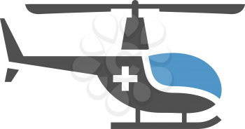 Medical helicopter - gray blue icon isolated on white background