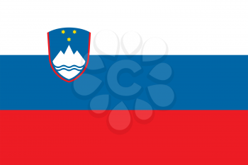 Flag of Slovenia. Rectangular shape icon on white background, vector illustration.