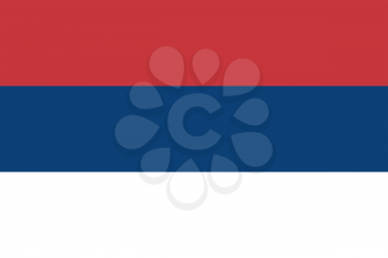 Flag of Serbia. Rectangular shape icon on white background, vector illustration.