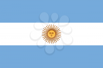 Flag of Argentina. Rectangular shape icon on white background, vector illustration.