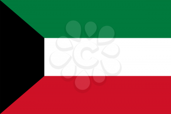 Flag of Kuwait. Rectangular shape icon on white background, vector illustration.