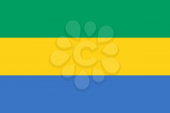 Flag of Gabon. Rectangular shape icon on white background, vector illustration.