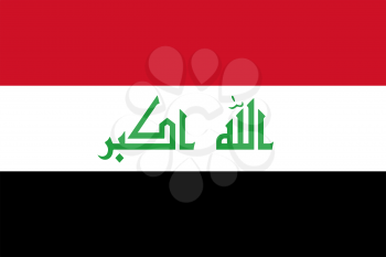 Flag of Iraq. Rectangular shape icon on white background, vector illustration.