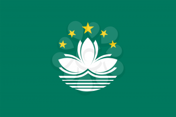 Flag of Macau. Rectangular shape icon on white background, vector illustration.