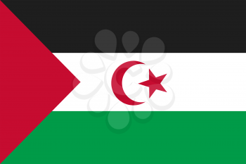 Flag of Western Sahara. Rectangular shape icon on white background, vector illustration.